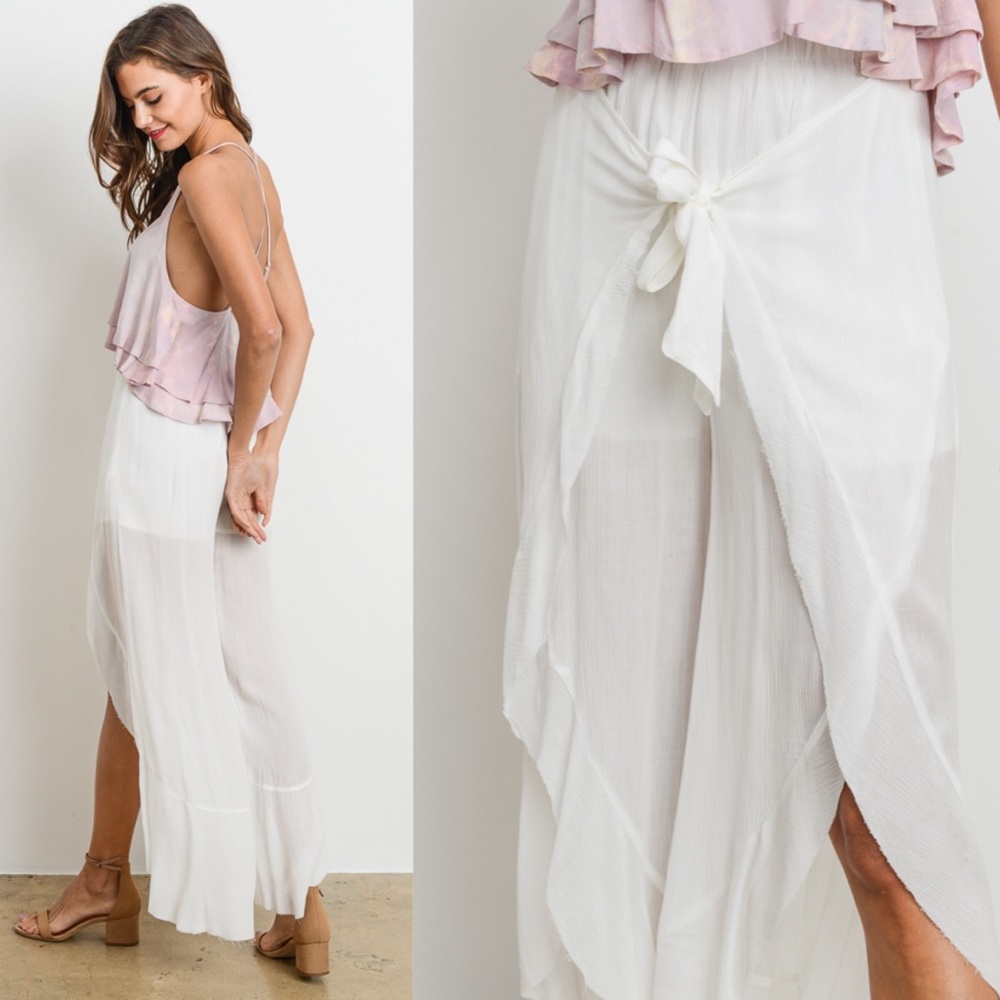KHLOE Flutter Pants - WHITE - Picture 3 of 4
